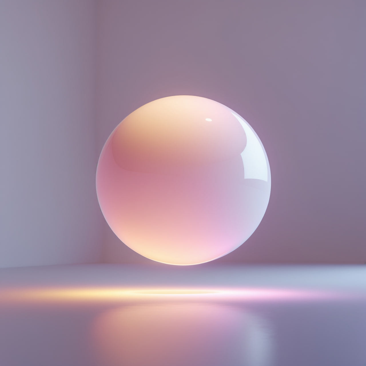 Glowing pink sphere in a minimalistic setting with soft lighting
