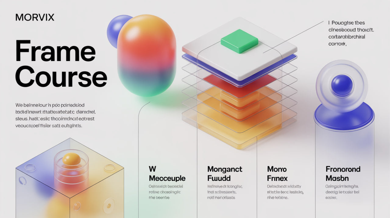 Colorful geometric shapes with text on a white background, featuring the brand 'Morvix'.