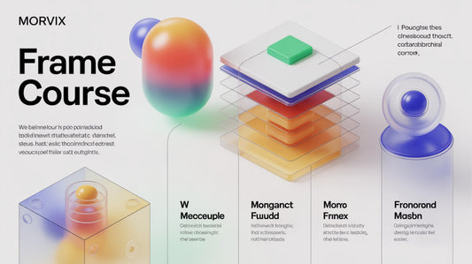 Colorful geometric shapes with text on a white background, featuring the brand 'Morvix'.