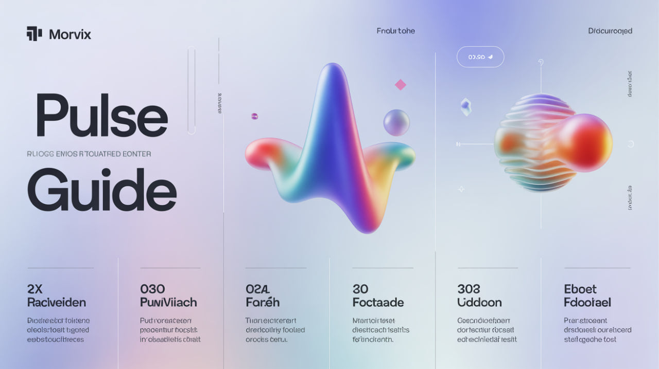 Colorful abstract design with text and branding on a gradient background
