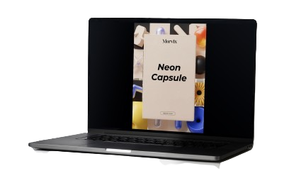 Black laptop displaying a product image on a white background
